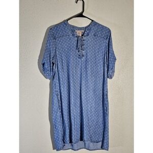 Philosophy Blue‎ Chambray Raindrop Print Shirt Dress Sz M Casual Comfortable